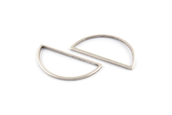 Silver Half Moon, 25 Antique Silver Plated Brass Semi Circle Connectors (14x28x1mm) A1700 Q0703