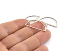 Silver Half Moon, 25 Antique Silver Plated Brass Semi Circle Connectors (14x28x1mm) A1700 Q0703