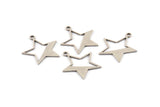 Silver Star Charm, 12 Antique Silver Plated Brass Star Charms With 1 Hole (24x21x0.80mm) D1256