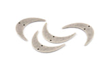 Silver Moon Charm, 6 Textured Antique Silver Plated Brass Crescent Moon Charms With 2 Holes (30x8x1mm) D1391 H1292