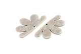 Silver Daisy Charm, 4 Textured Antique Silver Plated Brass Flower Charms With 1 Hole (34x18x0.80mm) D1410 H0400