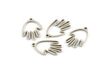 Silver Hand Charm, 12 Antique Silver Plated Brass Hand Charms With 1 Loop (20x13x0.80mm) D1255