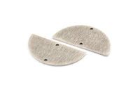 Semi Circle Charm, 4 Textured Antique Silver Plated Brass Half Moon Blanks With 2 Holes (30x15x0.80mm) D1392