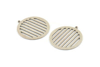 Silver Round Charm, 6 Antique Silver Plated Brass Round Charms With 1 Loop (27x25x0.60mm) D1389