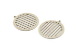 Silver Round Charm, 6 Antique Silver Plated Brass Round Charms With 1 Loop (27x25x0.60mm) D1389
