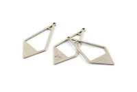 Silver Diamond Charm, 12 Antique Silver Plated Brass Rhombus Charms With 1 Loop (36x16x0.80mm) D0709