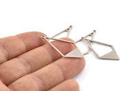 Silver Diamond Charm, 12 Antique Silver Plated Brass Rhombus Charms With 1 Loop (36x16x0.80mm) D0709