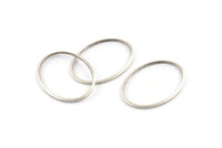 Silver Oval Connector, 12 Antique Silver Plated Brass Oval Connectors, Charms, Findings (28x21x1mm) A1706 H0949