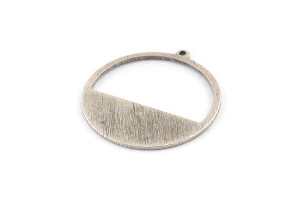 Silver Round Charm, 6 Textured Antique Silver Plated Round Charms With 1 Loop (26x0.80mm) D0613 H1278
