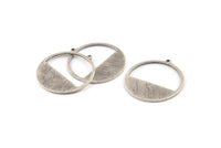 Silver Round Charm, 6 Textured Antique Silver Plated Round Charms With 1 Loop (26x0.80mm) D0613 H1278