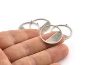 Silver Round Charm, 6 Textured Antique Silver Plated Round Charms With 1 Loop (26x0.80mm) D0613 H1278