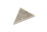 Silver Triangle Charm, 6 Textured Antique Silver Plated Brass Triangle Charms With 1 Hole (28x22x1mm) D1398