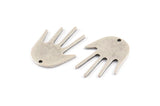 Silver Hand Charm, 6 Antique Silver Plated Brass Hand Charms With 1 Hole (24x17x1mm) D1137