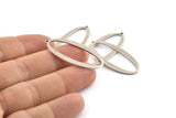 Silver Oval Charm, 6 Antique Silver Plated Brass Oval Charms With 1 Loop (39x18x1mm) D1576