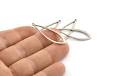 Silver Drop Charm, 12 Antique Silver Plated Brass Drop Charms With 1 Loop (37x13x1mm) D1541 H1355