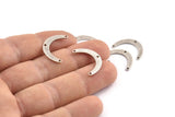 Silver Boomerang Charm, 12 Textured Antique Silver Plated Brass Boomerang Connectors With 3 Holes (20x13x4x0.80mm) D1531