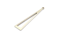 Silver Triangle Charm, 12 Antique Silver Plated Brass Triangle Charms With 1 Hole, Findings (50x11x0.80mm) A1478