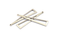 Silver Triangle Charm, 12 Antique Silver Plated Brass Triangle Charms With 1 Hole, Findings (50x11x0.80mm) A1478