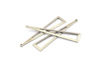 Silver Triangle Charm, 6 Antique Silver Plated Brass Triangle Charms With 1 Hole, Findings (60x13x0.80mm) A1482