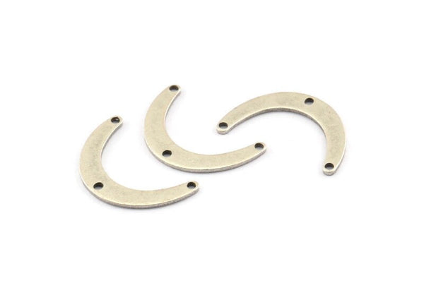 Silver Boomerang Charm, 24 Antique Silver Plated Brass Boomerang Connectors With 3 Holes, Findings (20x13x4x0.80mm) D1385