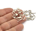 Silver Face Charm, 6 Antique Silver Plated Brass Face Charms With 1 Loop (32x31x1mm) D0833