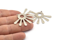Silver Sun Charm, 4 Antique Silver Plated Brass Sunshine Pendants With 1 Loop, Findings (44x32x0.80mm) A1475