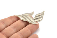 Silver Irregular Charm, 6 Antique Silver Plated Brass Irregular Charms With 1 Hole, Earrings (43x16x1.5mm) A1369