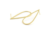 Gold Drop Earring, 2 Gold Plated Brass Drop Stud Earrings (50x22x1mm) D1602 A1418 Q1085