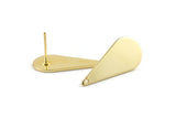 Gold Drop Earring, 2 Gold Plated Brass Drop Stud Earrings With 1 Hole (27x12x1mm) D0820 A1327 Q1006