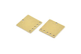 Brass Square Charm, 24 Raw Brass Square Charms With 6 Holes, Connectors (16x0.45mm) A1716