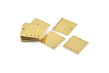 Brass Square Charm, 24 Raw Brass Square Charms With 6 Holes, Connectors (16x0.45mm) A1716