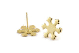 Gold Snowflake Earring, 4 Gold Plated Brass Snowflake Stud Earrings (14x1mm) D0600 A1163 Q0672