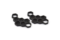 Siyah Petek Charm, 2 Oksitlenmiş Siyah Pirinç Petek Kolye, Charmlar, Bulgular (33x18x2,4 mm) U114