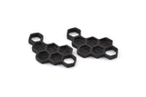 Siyah Petek Charm, 2 Oksitlenmiş Siyah Pirinç Petek Kolye, Charmlar, Bulgular (33x18x2,4 mm) U114