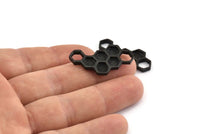 Siyah Petek Charm, 2 Oksitlenmiş Siyah Pirinç Petek Kolye, Charmlar, Bulgular (33x18x2,4 mm) U114