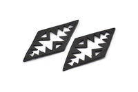 Black Charm, Oxidized Black Brass, Black Diamonds, Black Connectors (51x25x1.2mm) U070