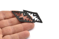 Black Charm, Oxidized Black Brass, Black Diamonds, Black Connectors (51x25x1.2mm) U070
