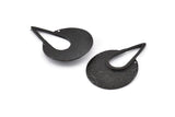 Black Drop Charm, 2 Hammered Oxidized Black Brass Drop Pendant With 2 Holes (41x28x0.6mm) U079 H1387