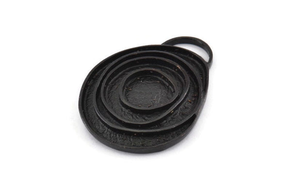 Black Charm, Oxidized Black Brass, Black Pendants, Charm Pendants - Pad Size 11mm (38x29x2.5mm) U065