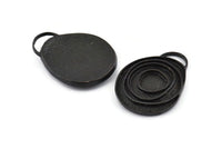 Black Charm, Oxidized Black Brass, Black Pendants, Charm Pendants - Pad Size 11mm (38x29x2.5mm) U065