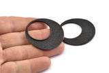 Black Charm,  Hammered Charm, Oxidized Black Brass, Black Round, Hammered Circle Charm (40mm) U128