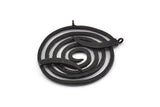 Spiral Japanese Pendant, Oxidized Black Brass Spiral Pendants With 2 Loops (40x1mm) U075