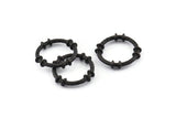 Black Circle Connectors, 3 Textured Oxidized Black Brass Circle Connectors (20x4x2mm) U096