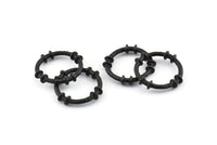 Black Circle Connectors, 3 Textured Oxidized Black Brass Circle Connectors (20x4x2mm) U096