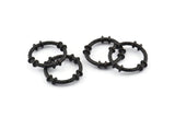 Black Circle Connectors, 3 Textured Oxidized Black Brass Circle Connectors (20x4x2mm) U096