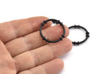 Black Circle Connectors, 4 Textured Oxidized Black Brass Circle Connectors (26x4x2mm) U095