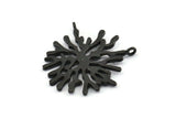 Black Coral Pendant, 2 Oxidized Black Brass Coral Pendants With 2 Loops (28x29x1.5mm) U066