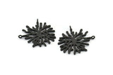 Black Coral Pendant, 2 Oxidized Black Brass Coral Pendants With 2 Loops (28x29x1.5mm) U066