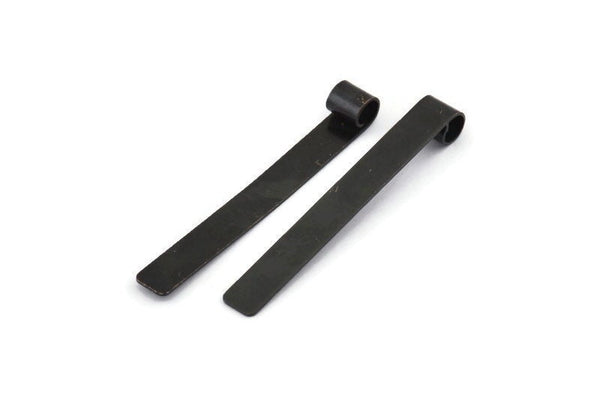 Black Charm, 12 Oxidized Black Brass Rectangle Findings (42x5x0.40mm) B0275 S330