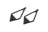 Black Diamond Charm, 12 Oxidized Black Brass Rhombus Charms With 1 Loop (36x16x0.80mm) D0709